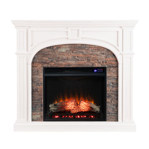 Tanaya Touch Screen Electric Fireplace w/ Faux Stone