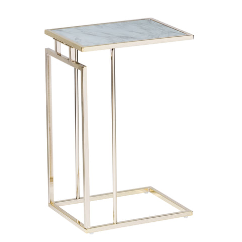 Image of Metal and glass tablet desk or snack table Image 9