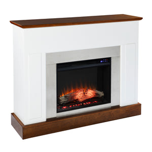 Sleek electric fireplace with metallic surround Image 3