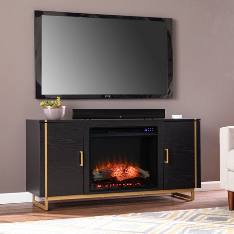 Image of Low-profile media fireplace w/ storage Image 1