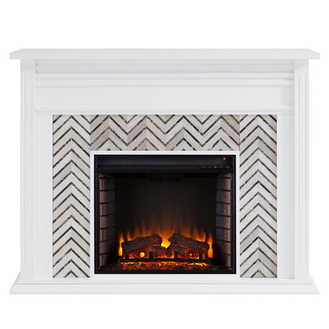 Image of Fireplace mantel w/ authentic marble surround Image 3