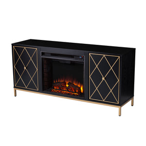 Electric media fireplace w/ modern gold accents Image 8