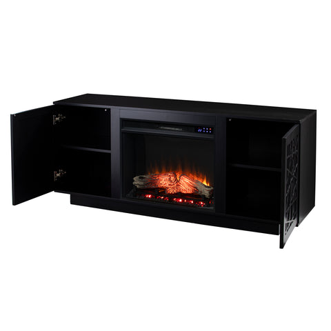 Image of Low-profile media cabinet w/ electric fireplace Image 8