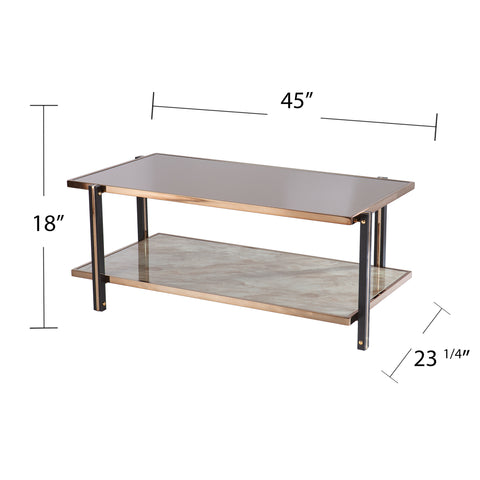 Image of Rectangular cocktail table with display storage Image 8