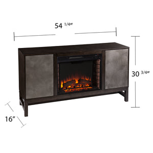 Fireplace media console w/ textured doors Image 10