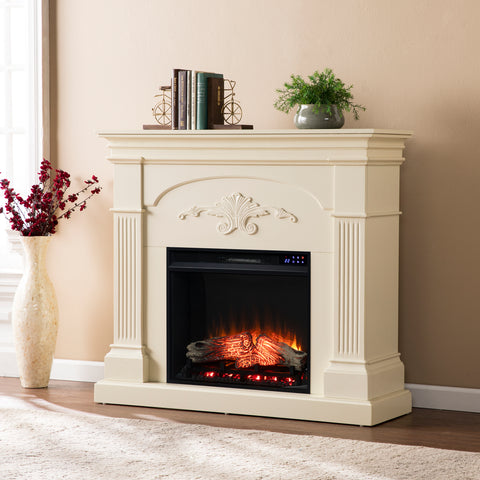 Image of Sicilian Touch Screen Electric Fireplace - Ivory