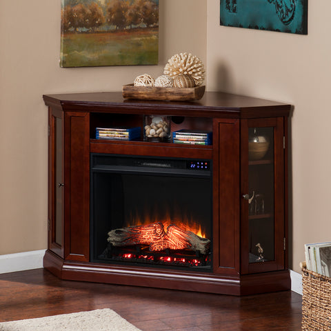 Image of Electric fireplace curio cabinet w/ corner convenient functionality Image 3