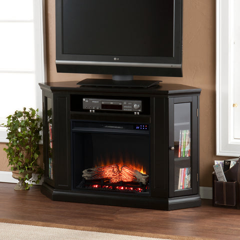 Image of Electric fireplace curio cabinet w/ corner convenient functionality Image 1