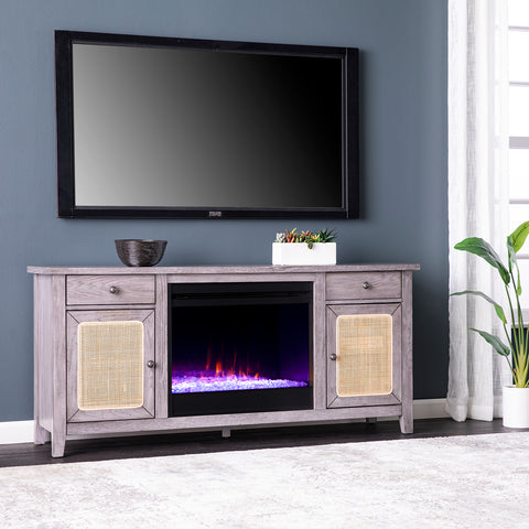 Image of Fireplace media console w/ storage Image 1