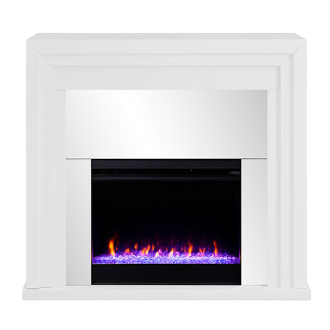 Image of Stadderly Contemporary Mirrored Color Changing Fireplace