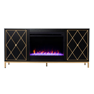 Color changing media fireplace w/ modern gold accents Image 10