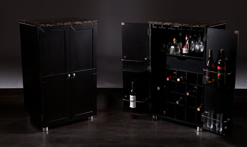 Double-door wine bar w/ faux marble countertop Image 8