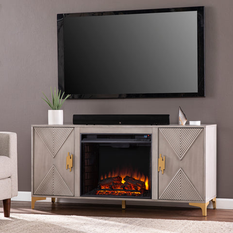 Image of Fireplace media console w/ storage Image 1