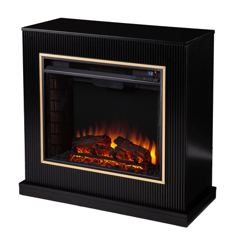 Image of Modern electric fireplace w/ gold trim Image 4