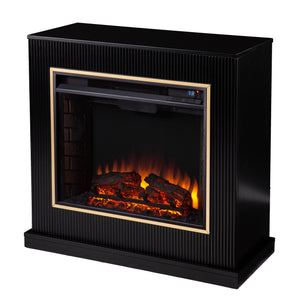 Modern electric fireplace w/ gold trim Image 4