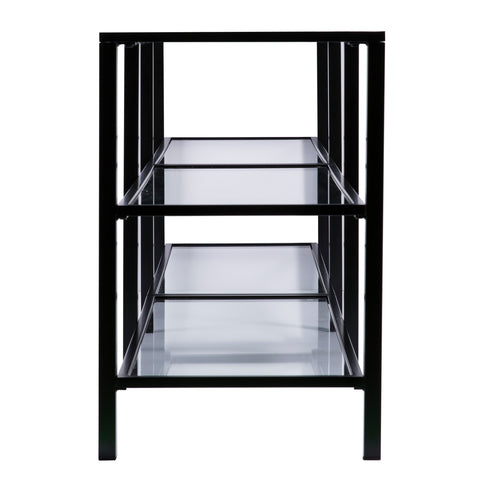 Image of Tyler Metal/Glass TV Stand – Transitional Style - Black