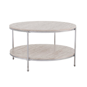 Silas Round Faux Stone Cocktail Table