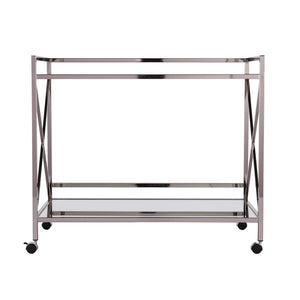 Glass-top bar cart w/ wheels Image 3