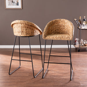 Pair of water hyacinth bar stools Image 1