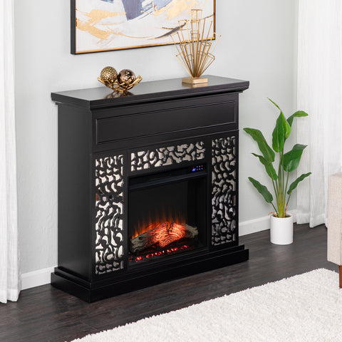 Image of Modern electric fireplace w/ mirror accents Image 3