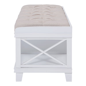 Wyndcliff White Upholstered Storage Bench