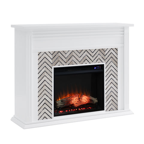 Image of Fireplace mantel w/ authentic marble surround Image 4