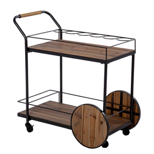 Reclaimed wood bar cart w/ wheels Image 3