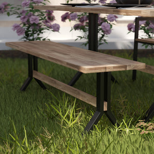 Outdoor bench w/ steel legs Image 1