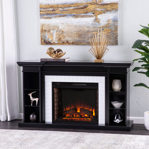 Image of Electric fireplace curio w/ storage Image 1