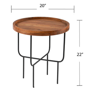 Round side table w/ tray-top look Image 8