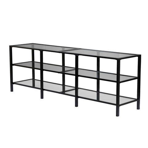 Image of Tyler Metal/Glass TV Stand – Transitional Style - Black