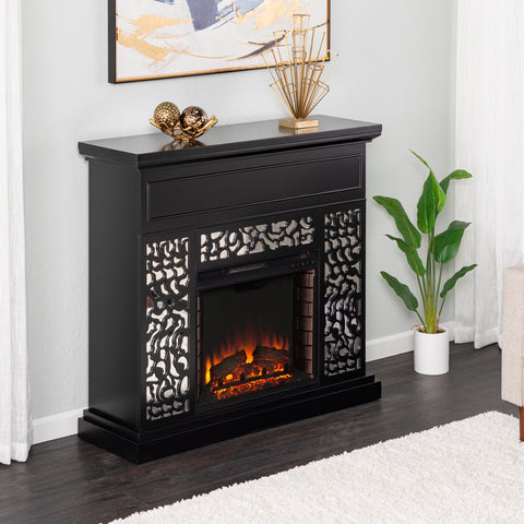 Image of Modern electric fireplace w/ mirror accents Image 3