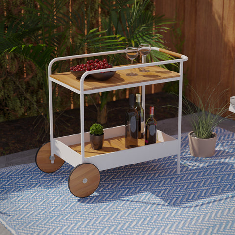 Image of Modern indoor/outdoor beverage trolley w/ storage Image 1