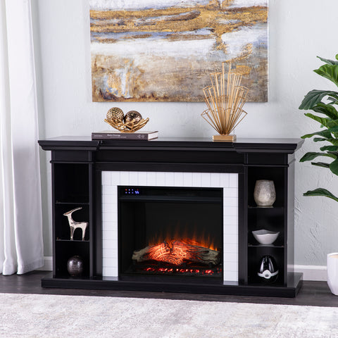 Image of Electric fireplace curio w/ storage Image 1