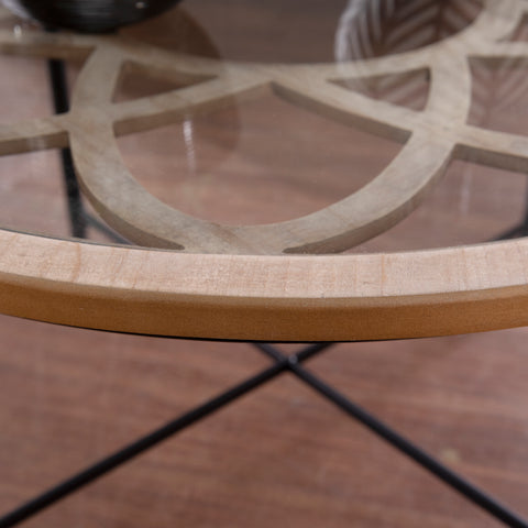 Image of Round coffee table with inset glass top Image 2