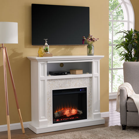 Image of Media fireplace w/ tile surround Image 1