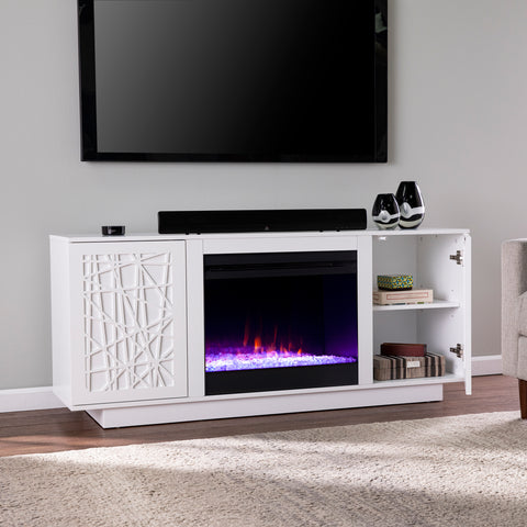 Image of Low-profile media cabinet w/ color changing fireplace Image 8