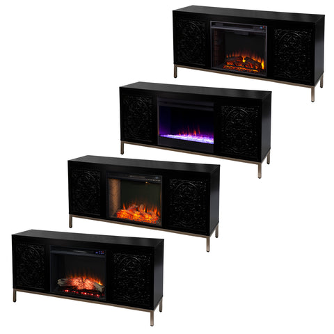 Image of Low-profile media console w/ electric fireplace Image 7