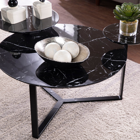 Image of Saxelby Faux Marble Cocktail Table