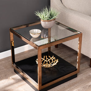 Square side table w/ glass top Image 2