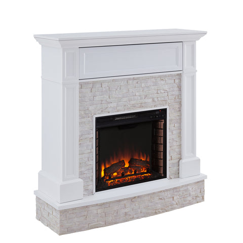 Image of Elegant stone media fireplace Image 4