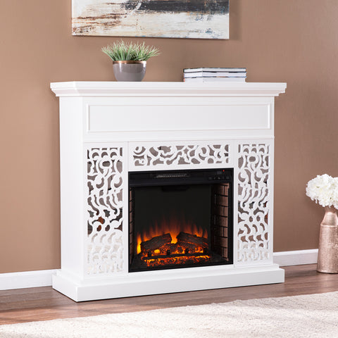 Image of Modern electric fireplace w/ mirror accents Image 1