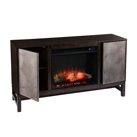 Image of Fireplace media console w/ textured doors Image 8