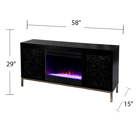 Image of Low-profile media console w/ color changing fireplace Image 6