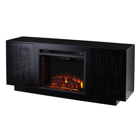 Image of Low-profile media cabinet w/ electric fireplace Image 3