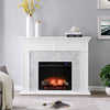 Fireplace mantel w/ authentic marble surround in eye-catching herringbone layout Image 1