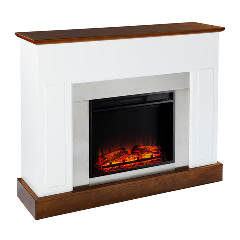 Image of Sleek electric fireplace with metallic surround Image 6