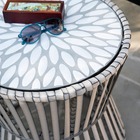 Image of Outdoor accent table w/ mosaic tile top Image 2