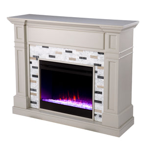 Electric fireplace w/ marble surround and color changing flames Image 4