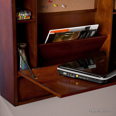 Image of Benwick Wall Mount Laptop Desk - Brown Mahogany